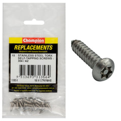 Champion - Self Tapping - Screws - Pan - Torx (tpx) Stainless Steel 4.8 x 13mm - 304/a2 | C1882-8