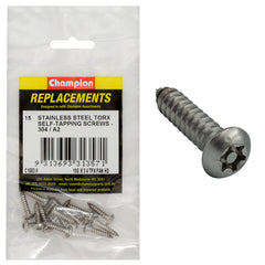 Champion - Self Tapping - Screws - Pan - Torx (tpx) Stainless Steel 4.8 x 19mm - 304/a2 | C1882-9