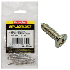 Champion - Self Tapp Screws-RSD-Phillips-Stainless Steel-4.8 x 50mm-316/A4 | C1884-19