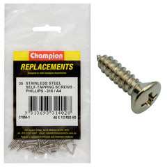 Champion - Self Tapping Screws - Rsd - Phillips Stainless Steel 2.9 x 13mm - 316/a4 | C1884-1