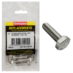 Champion - Hex Set Screws Stainless Steel M8 x 30mm - 316/a4 | C1885-10