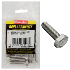 Champion - Hex Set Screws Stainless Steel M8 x 40mm - 316/a4 | C1885-11