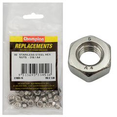 Champion - Hex Plain Nuts Stainless Steel M6 x 1.00mm - 316/a4 | C1885-16