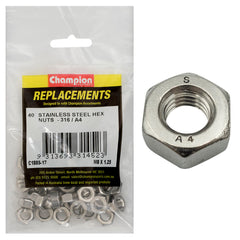 Champion - Hex Plain Nuts Stainless Steel M8 x 1.25mm - 316/a4 | C1885-17