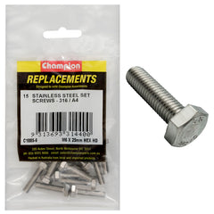 Champion - Hex Set Screws Stainless Steel m6x25mm-316/a4 | C1885-6