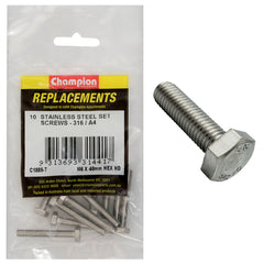 Champion - Hex Set Screws Stainless Steel M6 x 40mm - 316/a4 | C1885-7