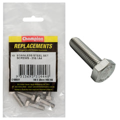 Champion - Hex Set Screws Stainless Steel M8 x 25mm - 316/a4 | C1885-9