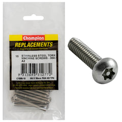 Champion - Machine Screws - Pan - Torx (tpx) Stainless Steel M6 x 50mm - 304/a2 | C1886-10