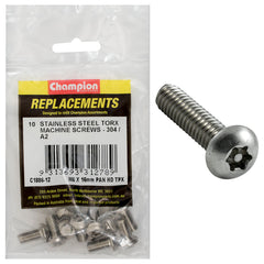 Champion - Machine Screws - Pan - Torx (tpx) Stainless Steel M8 x 16mm - 304/a2 | C1886-12