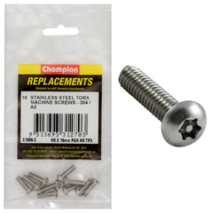 Champion - Machine Screws - Pan - Torx (tpx) Stainless Steel M5 x 16mm - 304/a2 | C1886-2