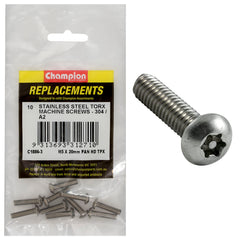 Champion - Machine Screws - Pan - Torx (tpx) Stainless Steel M5 x 20mm - 304/a2 | C1886-3