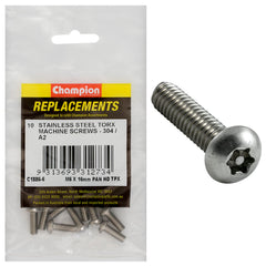 Champion - Machine Screws - Pan - Torx (tpx) Stainless Steel M6 x 16mm - 304/a2 | C1886-6