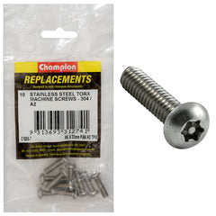 Champion - Machine Screws - Pan - Torx (tpx) Stainless Steel M6 x 20mm - 304/a2 | C1886-7