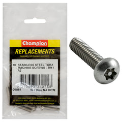 Champion - Machine Screws - Pan - Torx (tpx) Stainless Steel M6 x 25mm - 304/a2 | C1886-8
