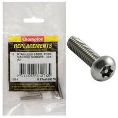 Champion - Machine Screws - Pan - Torx (tpx) Stainless Steel M6 x 30mm - 304/a2 | C1886-9