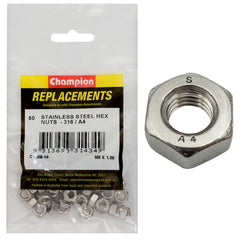 Champion - Hex Plain Nuts Stainless Steel M6 x 1.00mm - 316/a4 | C1888-14