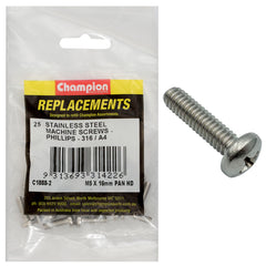 Champion - Machine Screws - Pan - Phillips Stainless Steel M5 x 16mm - 316/a4 | C1888-2