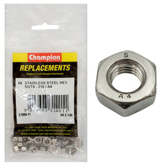 Champion - Hex Plain Nuts Stainless Steel M6 x 1.00mm - 316/a4 | C1890-11