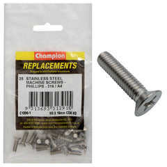 Champion - Machine Screws - Countersunk - Phillips Stainless Steel M5 x 16mm - 316/a4 | C1890-1
