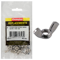 Champion - WING NUTS-STAINLESS STEEL-M6 x 1.00mm-316/A4 | C1892-11