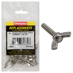 Champion - Wing Screws Stainless Steel M4 x 20mm - 316/a4 | C1892-2