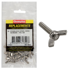Champion - Wing Screws Stainless Steel M5 x 10mm - 316/a4 | C1892-3