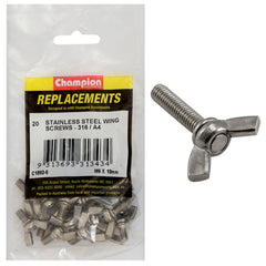 Champion - Wing Screws Stainless Steel M6 x 10mm - 316 / A4 | C1892-6