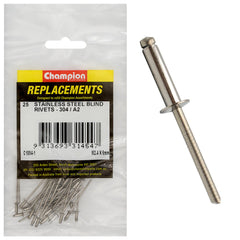Champion - Rivets - Blind Stainless Steel 2.4 x 6mm - 304/a2 | C1894-1