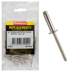 Champion - Rivets - Blind - Stainless Steel - 4 x 12mm - 304/a2 | C1894-6