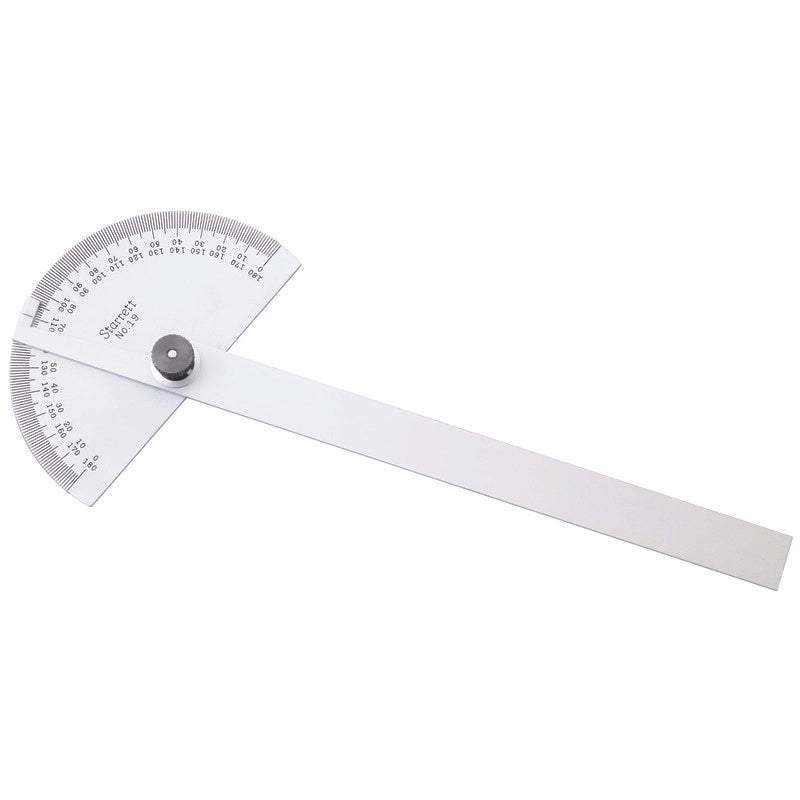 Starrett - Steel Protractor 0-180deg 6in Blade Half Round Head | C19