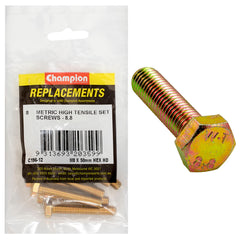 Champion - Hex Set Screws - High Tensile - M8 x 50mm - Grade 8.8 | C196-12