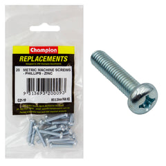 Champion - Machine Screws - Pan - Phillips - M5 x 25mm - Zinc Plated | C21-10