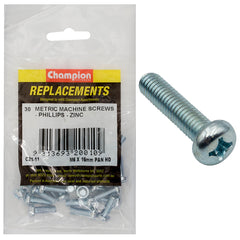 Champion - Machine Screws - Pan - Phillips - M6 x 16mm - Zinc Plated | C21-11
