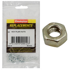Champion - Hex Plain Nuts - High Tensile - M3 x 0.5mm - Class 8 - Blue Zinc Plated | C21-13