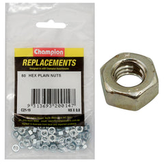 Champion - Hex Plain Nuts - High Tensile - M5 x 0.8mm - Class 8 - Blue Zinc Plated | C21-15