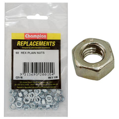 Champion - Hex Plain Nuts - High Tensile - M6 x 1.00mm - Class 8 - Blue Zinc Plated | C21-16
