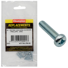 Champion - Machine Screws - Pan - Phillips - M3 x 16mm - Zinc Plated | C21-2