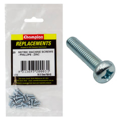 Champion - Machine Screws - Pan - Phillips - M4 x 10mm - Zinc Plated | C21-4