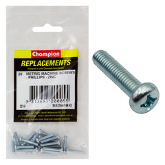 Champion - Machine Screws - Pan - Phillips - M4 x 20mm - Zinc Plated | C21-6