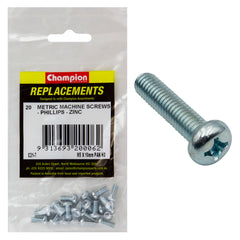 Champion - Machine Screws - Pan - Phillips - M5 x 10mm - Zinc Plated | C21-7
