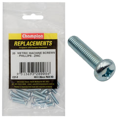 Champion - Machine Screws - Pan - Phillips - M5 x 20mm - Zinc Plated | C21-9