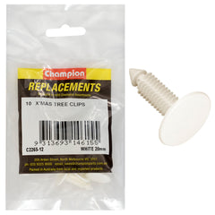 Champion - Xmas Tree Clips - Colour:white - Length:27mm - Stem Dia: 7.6mm - head:20.4mm | C2265-12