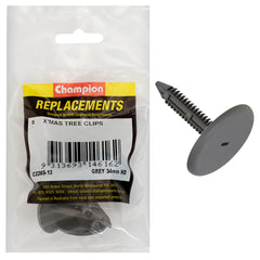 Champion - Xmas Tree Clips - Colour:grey - Length:39.5mm - Stem Dia: 7.5mm - head:34.2mm | C2265-13
