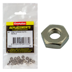 Champion - Hex Plain Nuts - Fine Thread - 6/40" - Nickle Plated | C228-12