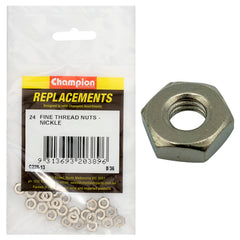 Champion - Hex Plain Nuts - Fine Thread - 8/36" - Nickle Plated | C228-13