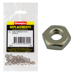 Champion - Hex Plain Nuts - Fine Thread - 10/32" - Nickle Plated | C228-14