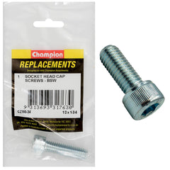 Champion - Socket Head Cap Screws - High Tensile - BSW - 1/2" x 1 - 3/4" - Zinc Plated | C2300-24