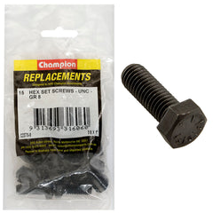 Champion - Hex Set Screws - High Tensile - 3/8" x 1" - UNC - Grade 8 | C2370-9
