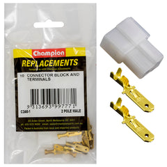 Champion - CRIMP TERMINALS-BLADE-MALE-NON-INSULATED & CONNECTOR BLOCK-MALE-2 PIN | C240-1