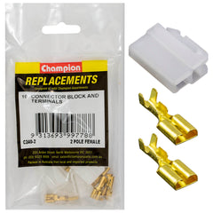 Champion - CRIMP TERMINALS-BLADE-FEMALE-NON-INSULATED & CONNECTOR BLOCK-FEMALE-2 PIN | C240-2